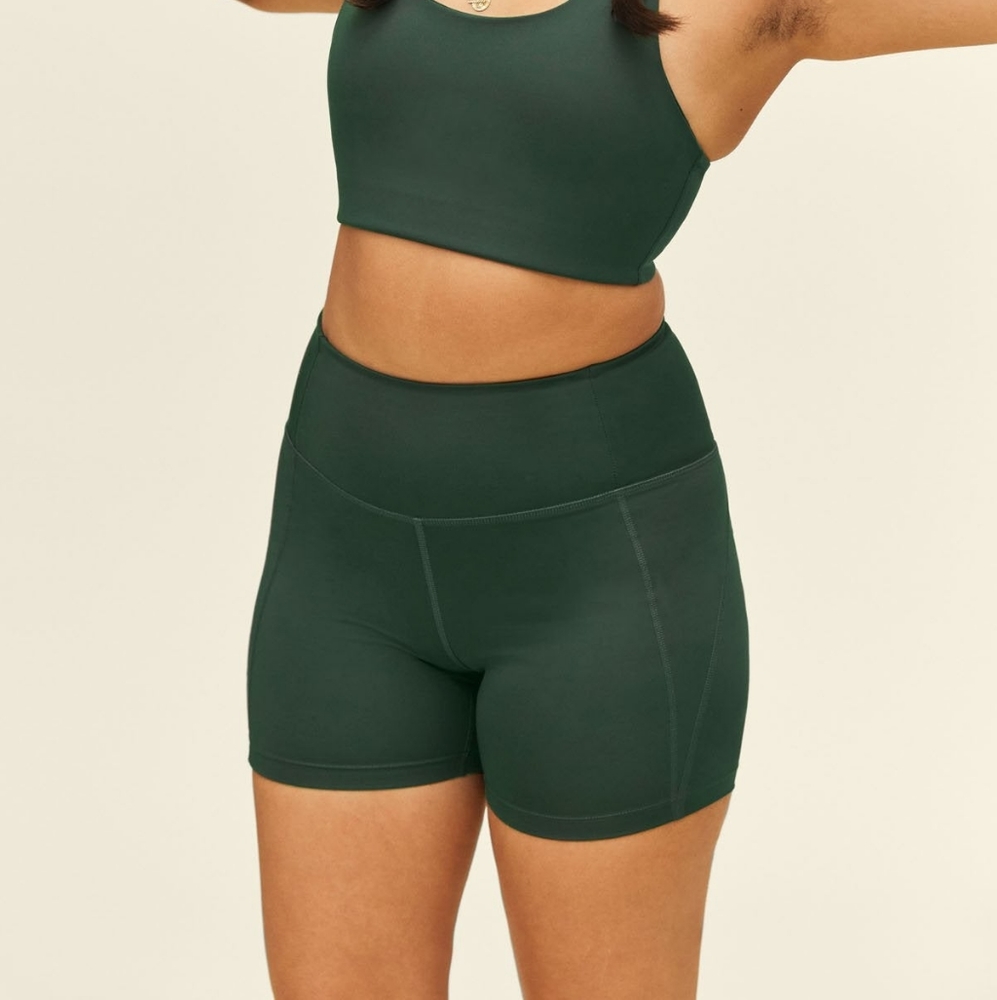 Girlfriend Collective Running Shorts in Moss (XS)